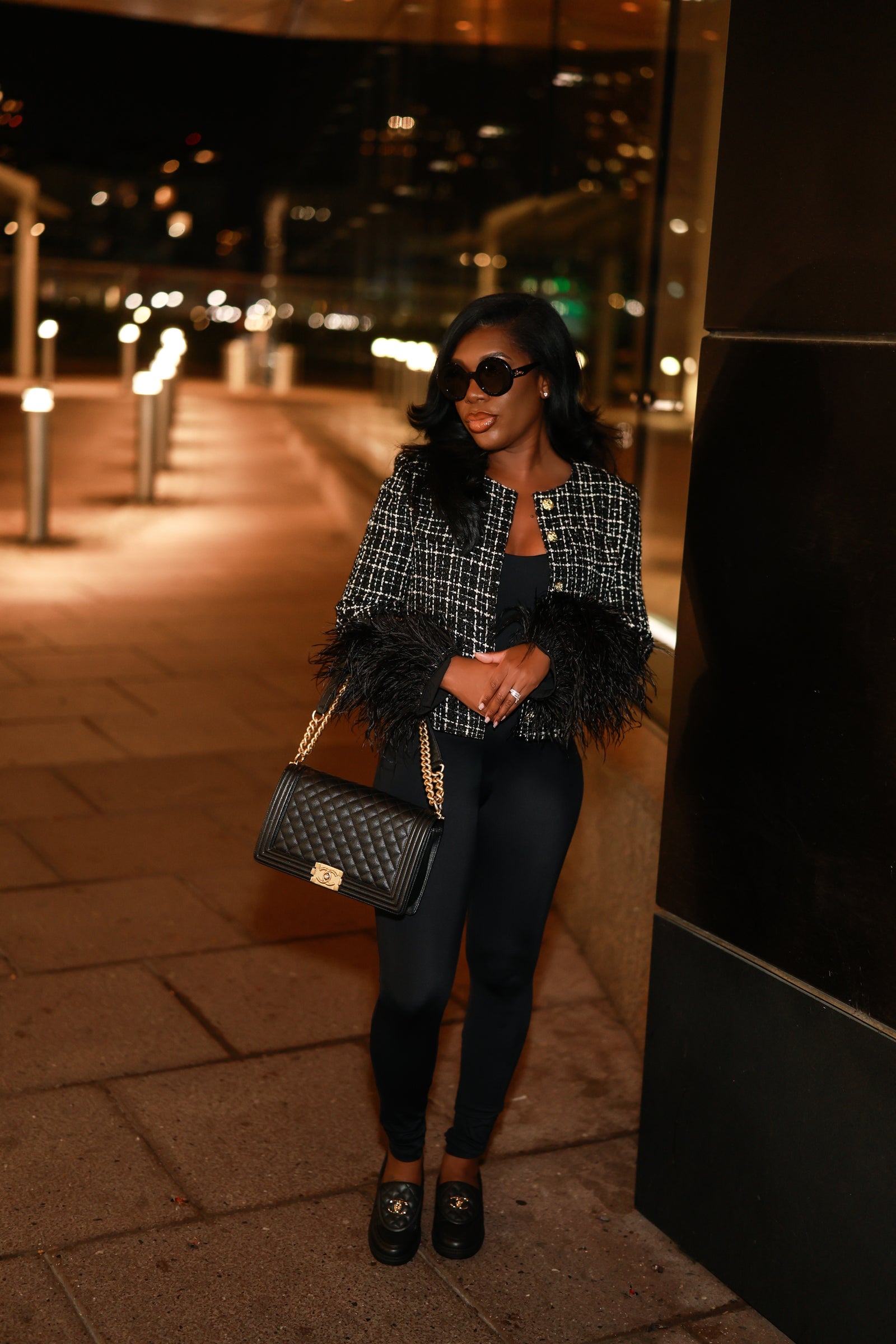 Black Tweed Jacket w/Feathers – MB Finale