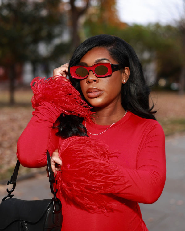 Red Removable Feather Cuffs